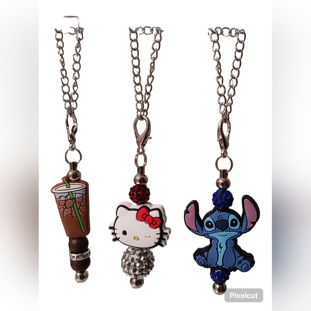 Hello Kitty & Stitch Charm For Tumbler Handle
